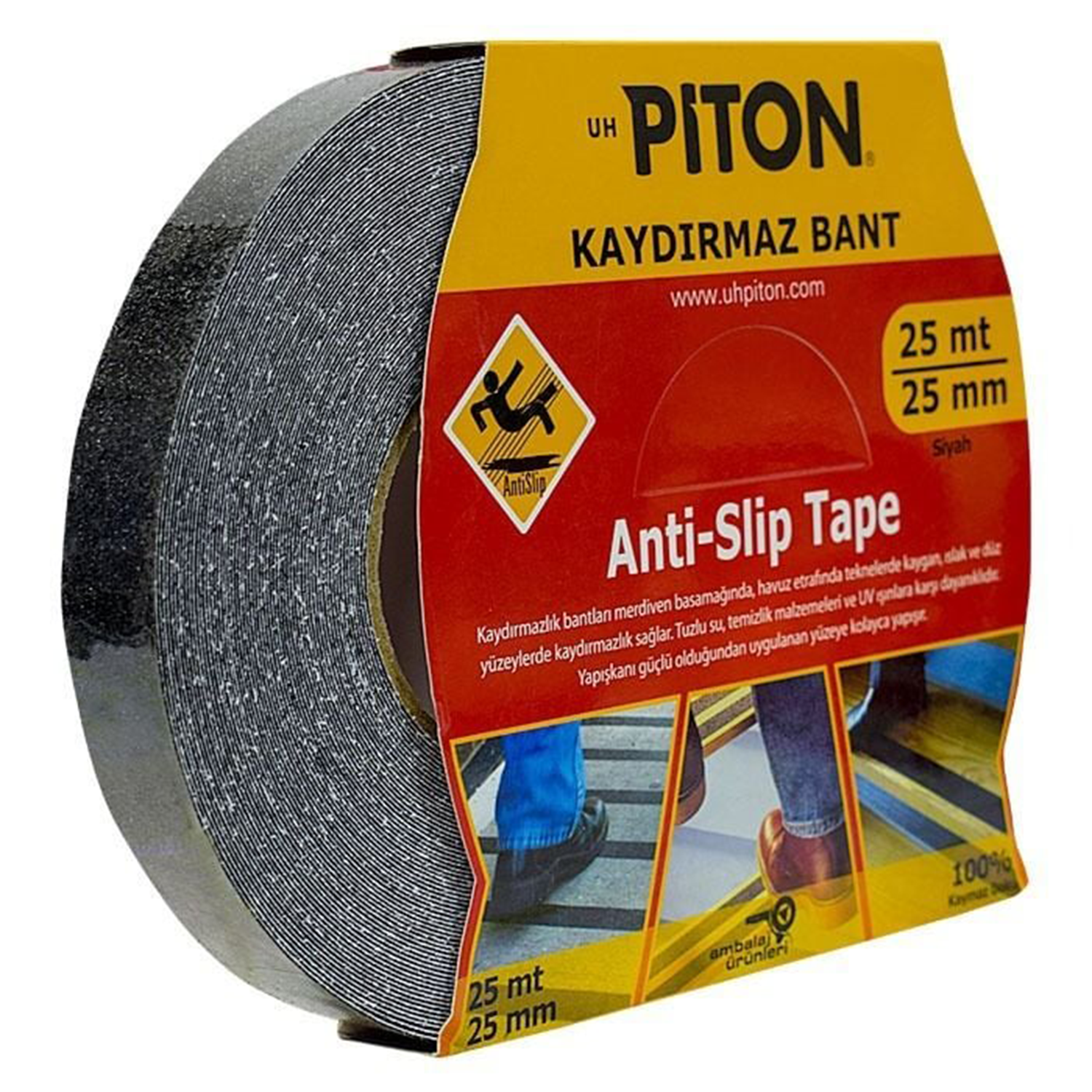 Merdiven Kaydırmaz Bant 25 mmX25 mt Siyah