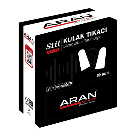 Aran Safety Stil İpsiz Kulak Tıkacı (200 Çift)